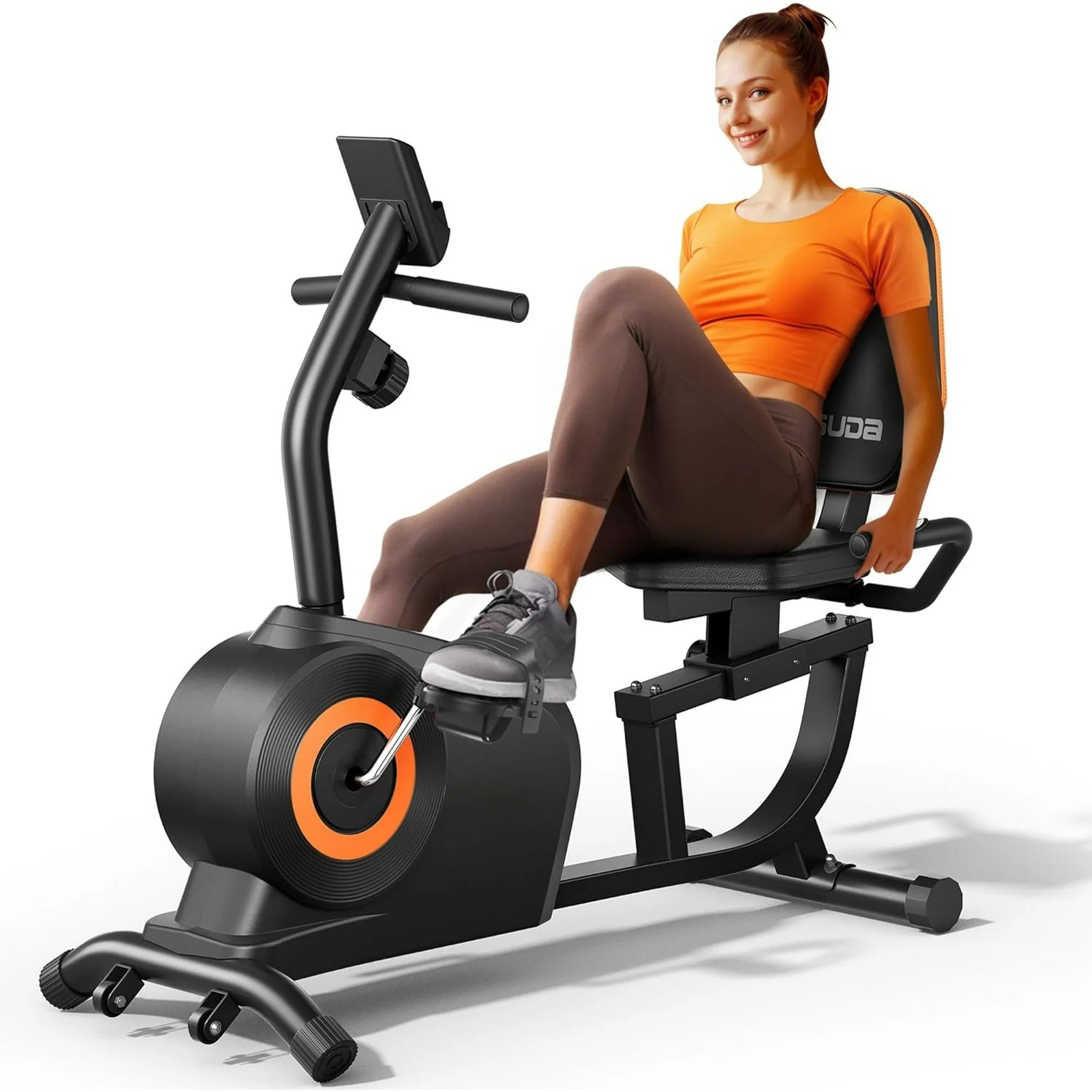 UPGO Recumbent Exercise Bike for Adults Seniors with Quick Adjust Seat, 350LB Capacity & 16-level Resistance