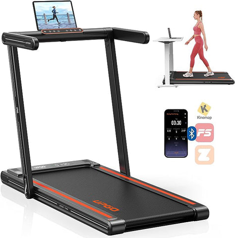 UPGO Treadmill, 2 in 1 Under Desk Treadmill 2.5HP, Walking Pad for Home/Office, Smart Walking Treadmill with App, Walking Jogging Machine with 265 lbs Weight Capacity Remote Control LED Display