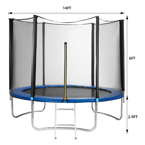 UPGO 14 FT Trampoline - Recreational Trampoline for Family 480LBS Weight Capacity,Outdoor Trampoline with Safety Enclosure Net,Best Gift for Kids