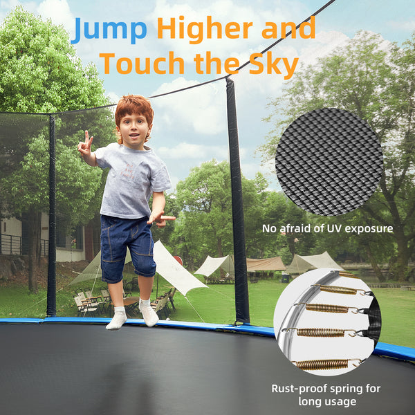 UPGO 8 FT Trampoline - Recreational Trampoline for Family 330 LBS Weight Capacity,Outdoor Trampoline with Safety Enclosure Net,Best Gift for Kids