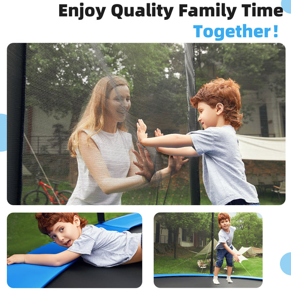 UPGO 8 FT Trampoline - Recreational Trampoline for Family 330 LBS Weight Capacity,Outdoor Trampoline with Safety Enclosure Net,Best Gift for Kids