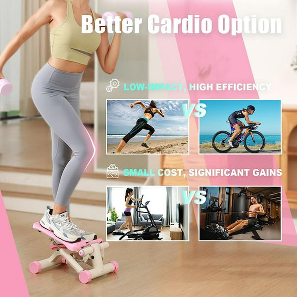 FLYBIRD Stepper for Exercise, Stair Stepper with Resistance Bands, Portable Mini Stepper with 330LB Loading Capacity, Adjustable Stride Height for Low-Impact Cardio Suitable for Full Body Workout