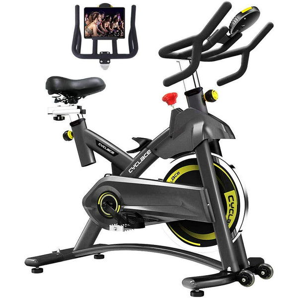 Cyclase Exercise Bike Stationary 330 Lbs. Weight Capacity- Indoor Cycling Bike with Tablet Holder and LCD Monitor for Home Workout