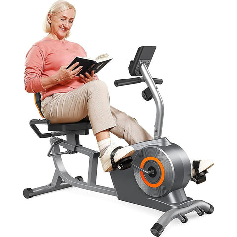 UPGO Recumbent Exercise Bike for Adults Seniors with Quick Adjust Seat, 350LB Capacity & 16-level Resistance