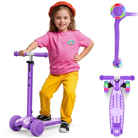 UPGO 3 Wheel Kid Scooter, 25mm Extra Thick Deck & Light Up Wheels, Adjustable Heights for Kids Ages 3-12