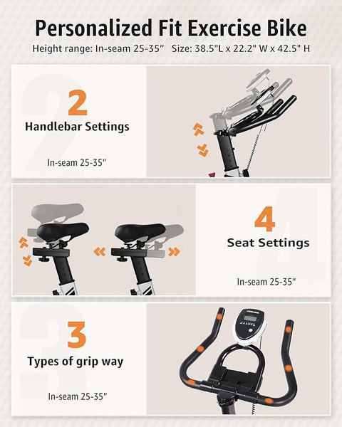 UPGO Indoor Cycling Bike/Magnetic Stationary Bike - Cycle Bike with Ipad Mount & Comfortable Seat Cushion