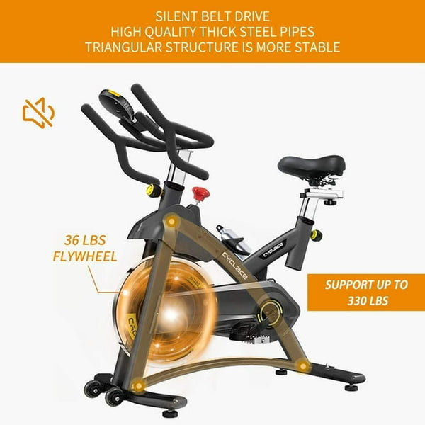 Cyclase Exercise Bike Stationary 330 Lbs. Weight Capacity- Indoor Cycling Bike with Tablet Holder and LCD Monitor for Home Workout