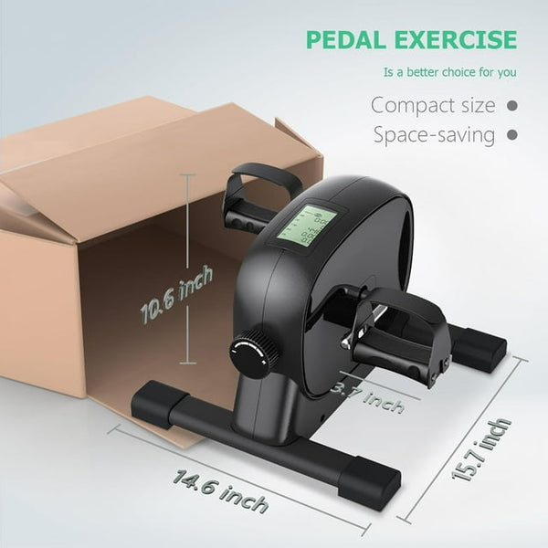 UPGO Mini Exercise Bike, Under Desk Bike Pedal Exerciser Portable Foot Cycle Arm & Leg Peddler Machine with LCD Screen Displays