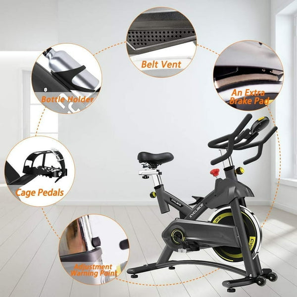 Cyclase Exercise Bike Stationary 330 Lbs. Weight Capacity- Indoor Cycling Bike with Tablet Holder and LCD Monitor for Home Workout