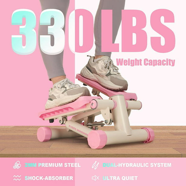 FLYBIRD Stepper for Exercise, Stair Stepper with Resistance Bands, Portable Mini Stepper with 330LB Loading Capacity, Adjustable Stride Height for Low-Impact Cardio Suitable for Full Body Workout