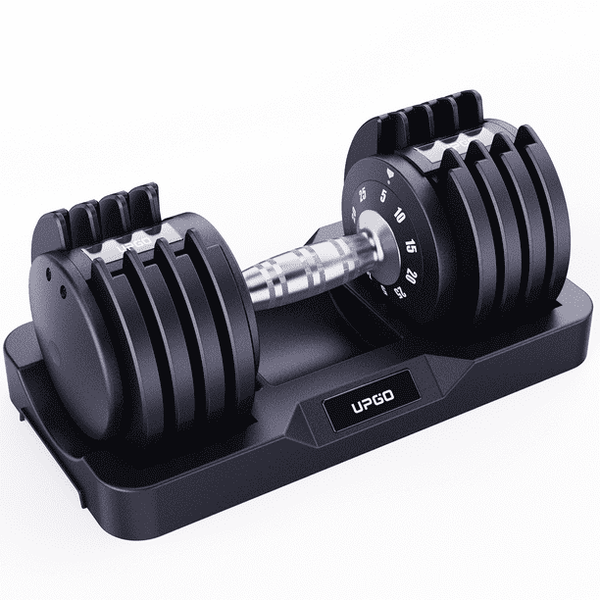 UPGO Adjustable 25lbs Dumbbell Set with Anti-Slip Metal Handle for Full Body Workout Fitness and Muscle Building, Quick Select 5-25, Pair