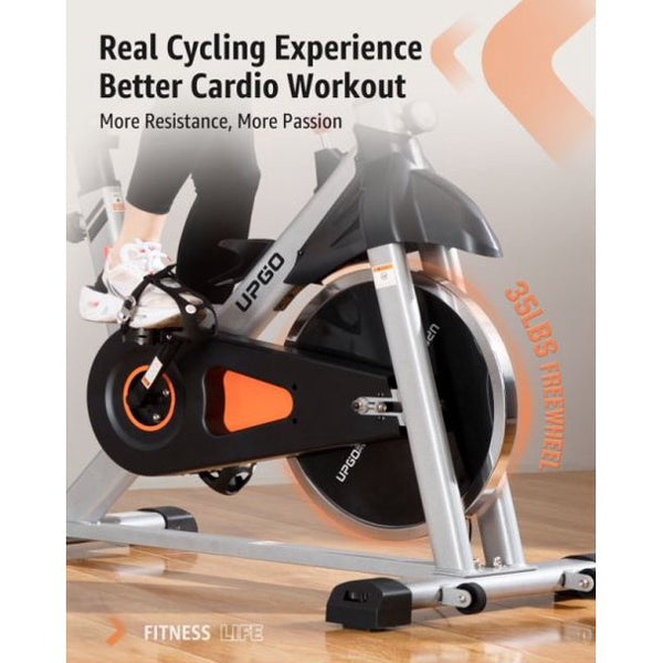 UPGO Indoor Cycling Exercise Bike Gym Fitness Stationary Bicycle for Home Cardio Workout