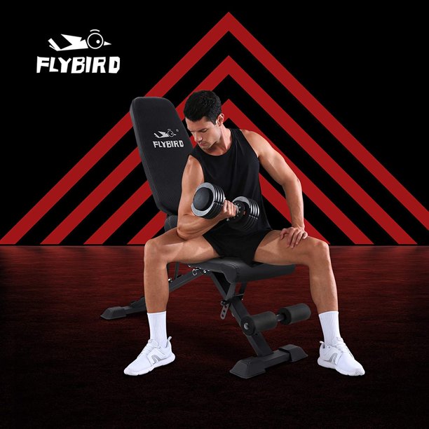 FLYBIRD Adjustable Utility Weight Bench for Full Body Workout, Foldabl ...