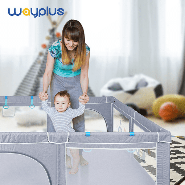 WAYPLUS Baby Playpen, Collapsible Kids Safety Activity Play Yard Portable Playpen Extra Large78'' x 62'' - Gray