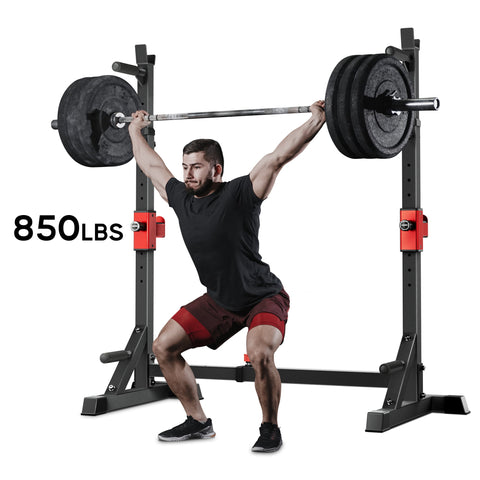 UPGO Adjustable Squat Rack Stand 850LBS Max Load Barbell Rack Dip Bar Station Adjustable Bench Press Rack Multi-Function Weight Lifting Home Gym